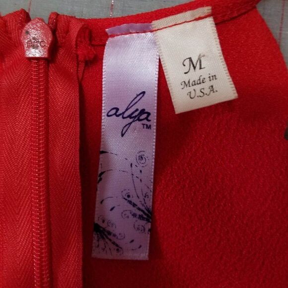 Alya Red Scallop Dress with Spagetti Straps size Medium - Picture 6 of 9